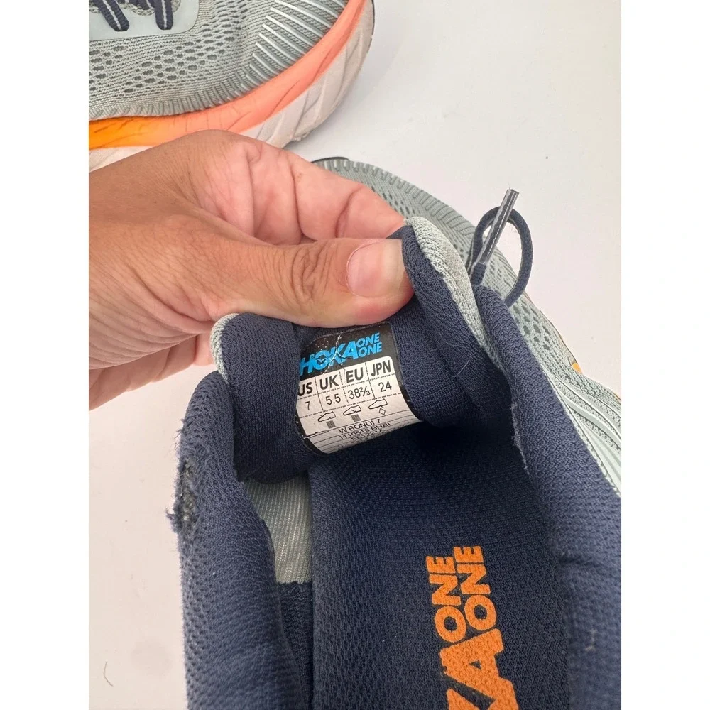 Hoka One One Bondi 7 Running Shoes Women 7 Blue Orange Max Cushion Road Runner